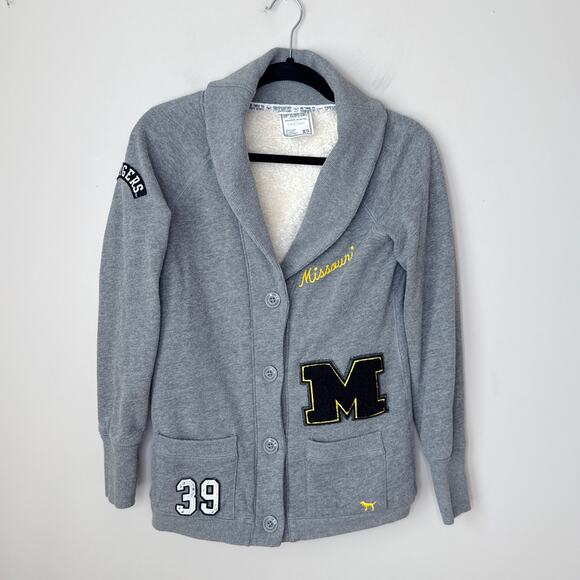 PINK Victoria's Secret Collegiate RARE Missouri Tigers Mizzou Sherpa Cardigan XS - Picture 2 of 13
